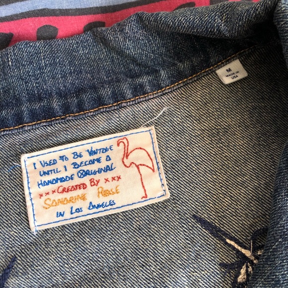 Sandrine Rose Embroidered Feather Denim Jacket - Picture 5 of 6